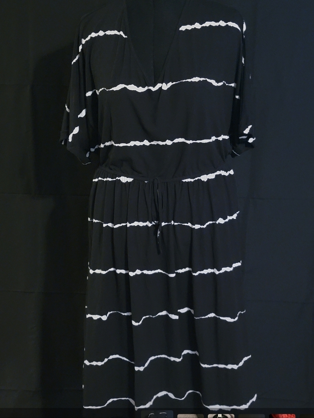 BloomChic Black and White Striped Midi Dress